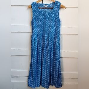 Croft & Barrow Women's Blue Floral Midi  Sleeveless Smocked Dress | Small